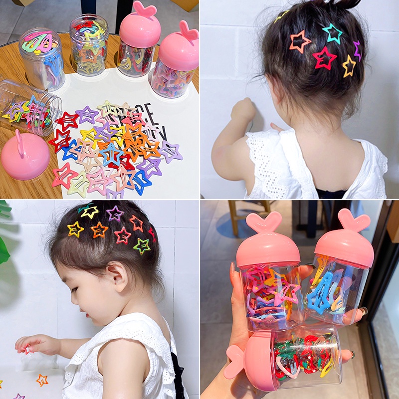 Set 20 Kẹp Tóc Hình Ngôi Sao Nhiều Màu Dễ Thương Cho Bé Gái
