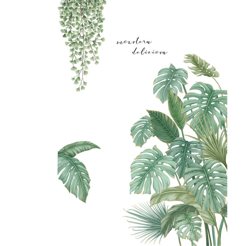 Decal dán tường Tự Dính Họa Tiết Lá Cây Nhiệt Đới Bắt Mắt Sành Điệu