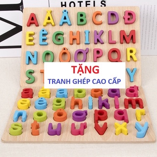 Bảng chữ cái tiếng việt tiếng anh bằng gỗ loại đẹp dày siêu nổi cho bé học đánh vần và ghép chữ, số