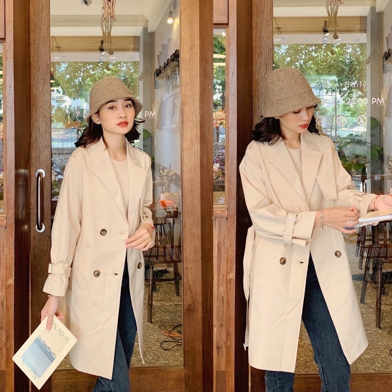trench coat tay cài be