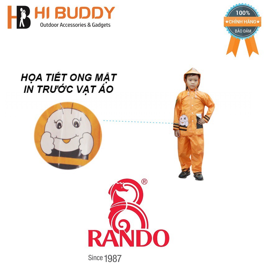 Áo Mưa Bộ Trẻ Em Ong Mật Rando Size 2  |  Tiện Lơi, An Toàn | hibushop