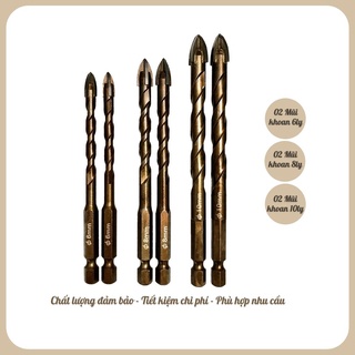Bộ mũi khoan đa năng 6 ly, 8 ly, 10 ly chuôi lục giác 180k. Khoan tường, khoan kính, khoan đá, khoan gạch men, khoan gỗ.