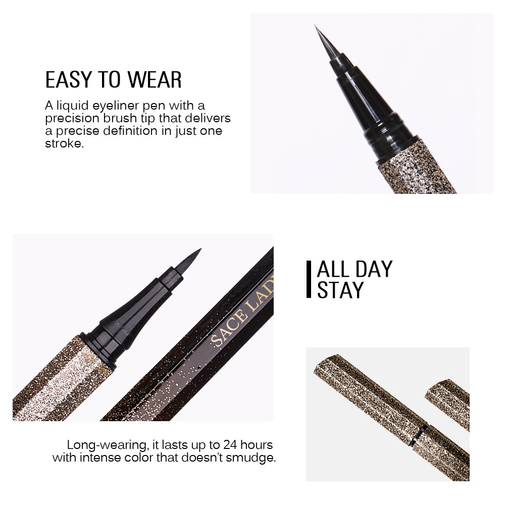 Bút kẻ mắt Sace Lady chống nhòe chống nước nhanh khô lâu trôi 1.2ml