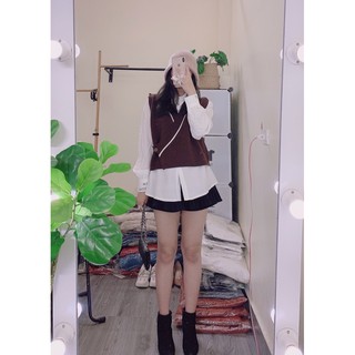 ( Ảnh thật ) Set gile len + áo sơmi