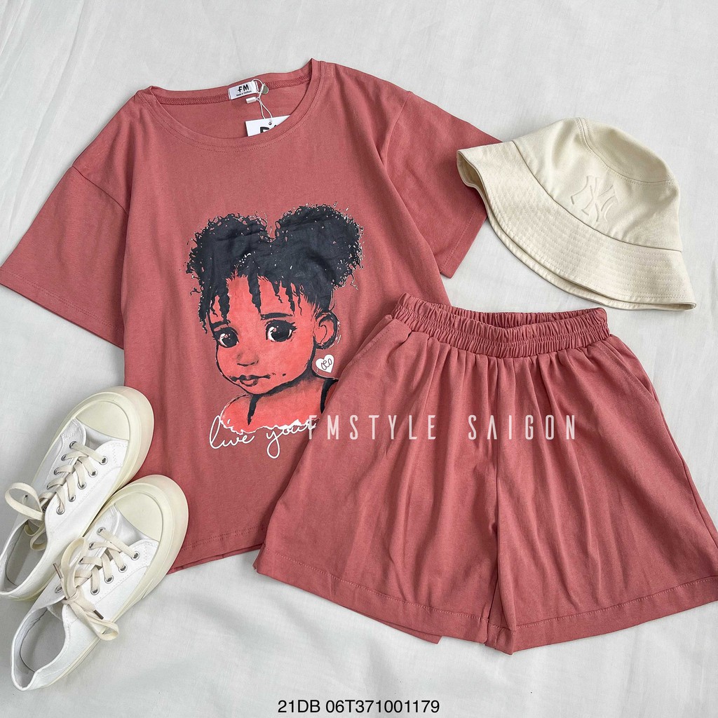 Đồ bộ áo thun tay ngắn in cô gái + Quần ngắn ullzang thời trang nữ FMStyle SaiGon 21DB06T371001 | BigBuy360 - bigbuy360.vn