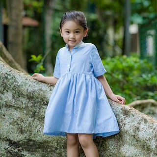 Đầm váy bé gái dáng xòe cổ sơ mi