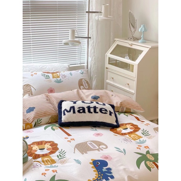 Bộ Chăn Ga Gối ❤️ Cotton living 100% cao cấp đủ size đệm ga giường họa tiết đáng yêu cho bé phong cách Hàn Quốc