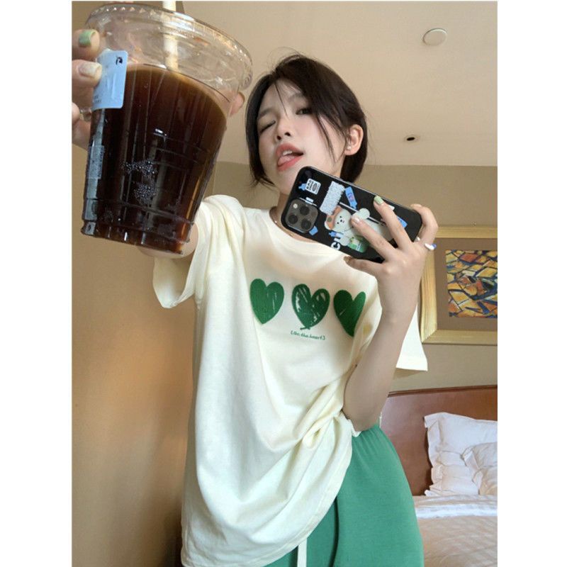 Áo Thun NgắN Tay Thêu HìNh TráI Tim Xinh XắN Cho Nữ JL-TX-446