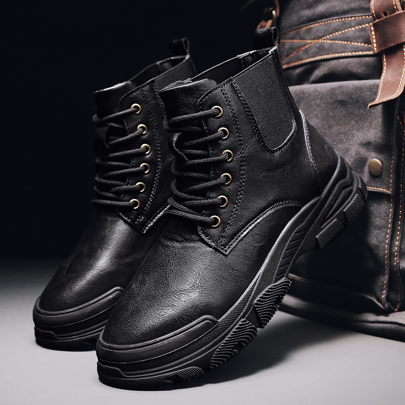 Giày bốt Chelsea cao cổ bằng da thời trang cho nam