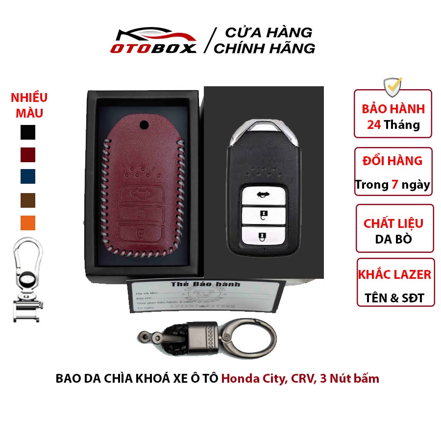 Bao da chìa khoá ô tô honda city, crv chìa thông minh 3 nút bảo vệ chìa khoá oto cao cấp chống xước