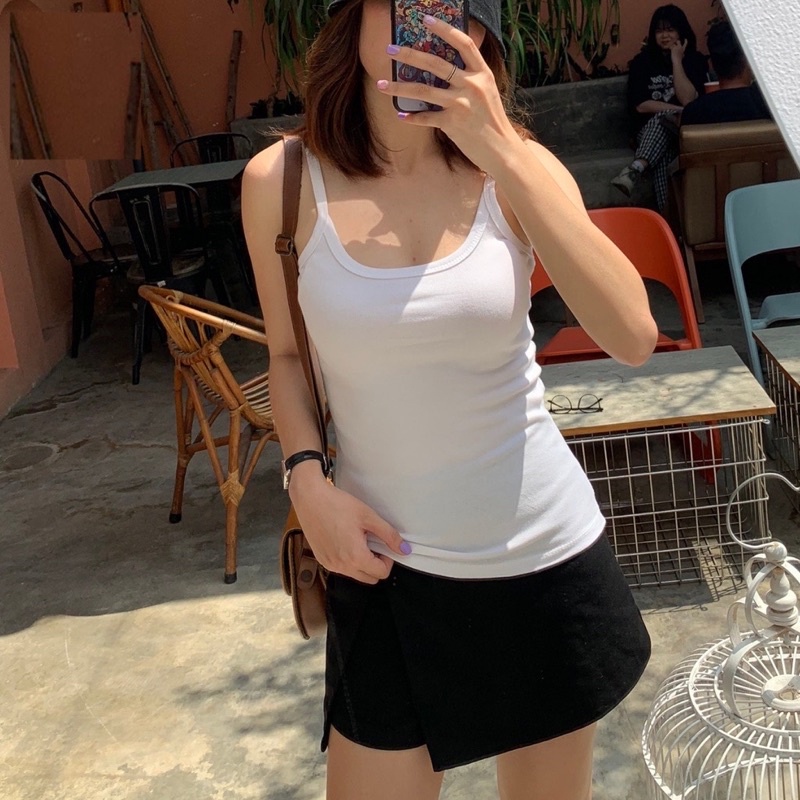 Áo 2 dây dáng dài❤Khuất Yến Bigsize❤ Áo 2 dây viền body khoét nách dáng ôm vừa sexy co giãn 4 chiều chất thun tăm caocấp