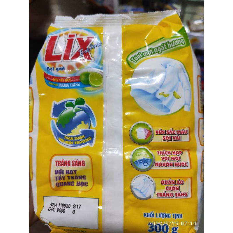 2 Túi Bột giặt LIX EXTRA 300gram HƯƠNG CHANH dành cho giặt máy, an toàn cho da, giặt tay tẩy cực mạnh