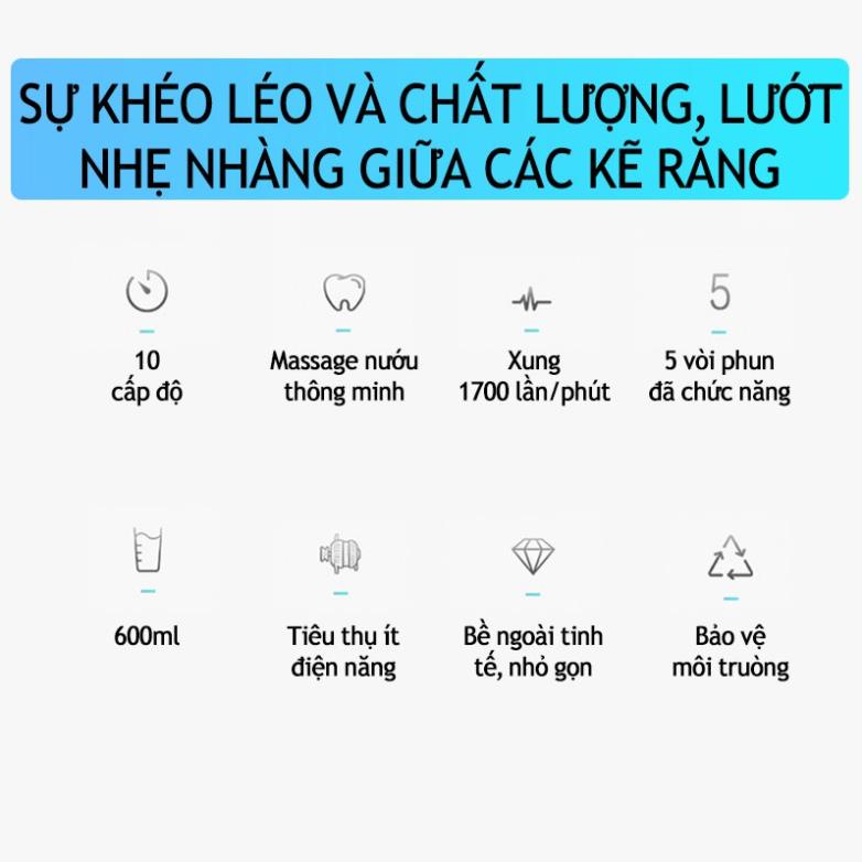 Tăm Nước Nicefeel Máy Tăm Nước Nha Khoa Cho Gia Đình, Tặng 5 Đầu Xịt Siêu Tiện Lợi Bảo Hành [12 Tháng]