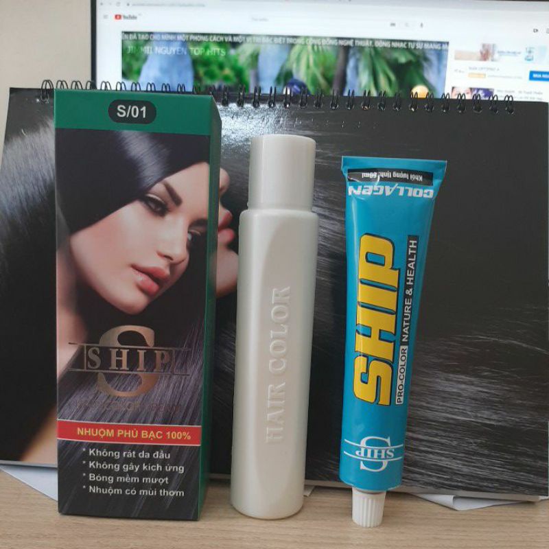 NHUỘM MÀU PHỦ BẠC COLLAGEN SIP 60ML TẶNG KÈM GĂNG TAY + OXY