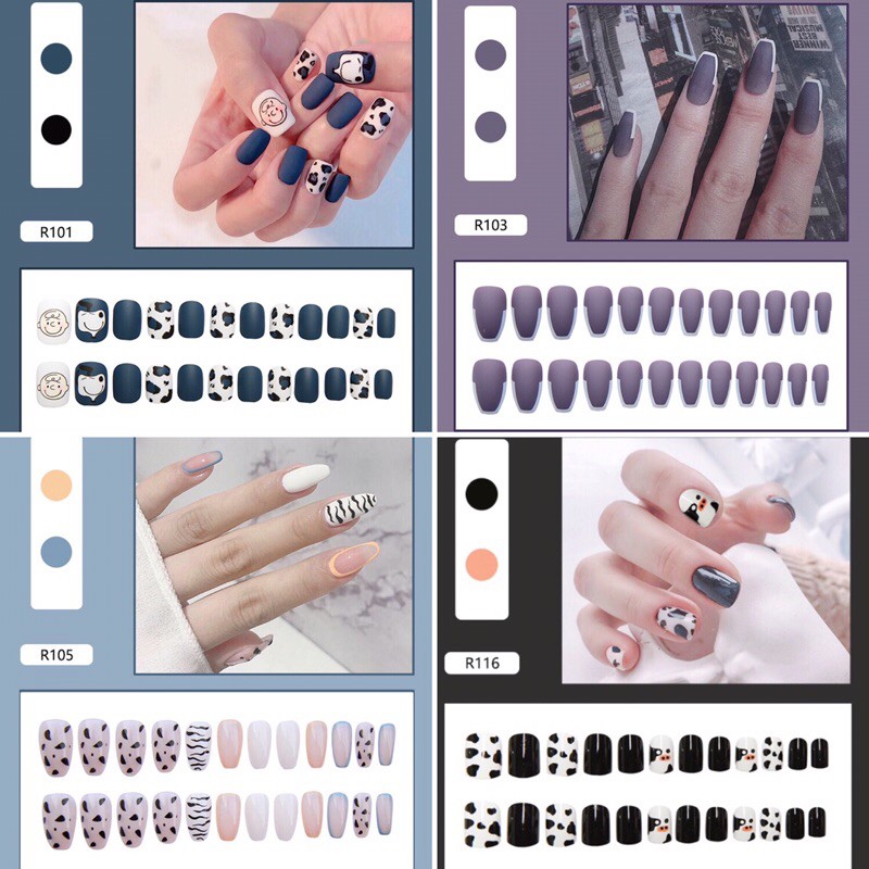 Set 24 móng giả họa tiết [kèm keo + dũa móng]