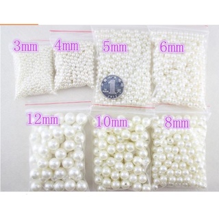 Gói 0,5kg Hạt bẹt, hạt cườm, hạt châu nhựa 4-6-8-10-12-14mm có lỗ xỏ, ko lỗ xỏ