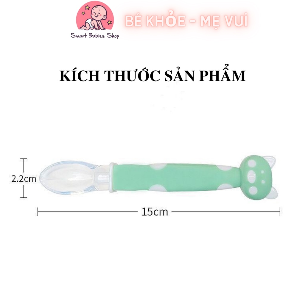 Thìa ăn dặm silicon siêu mềm hình đầu mèo an toàn cho bé