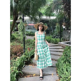 Váy Maxi kẻ xanh