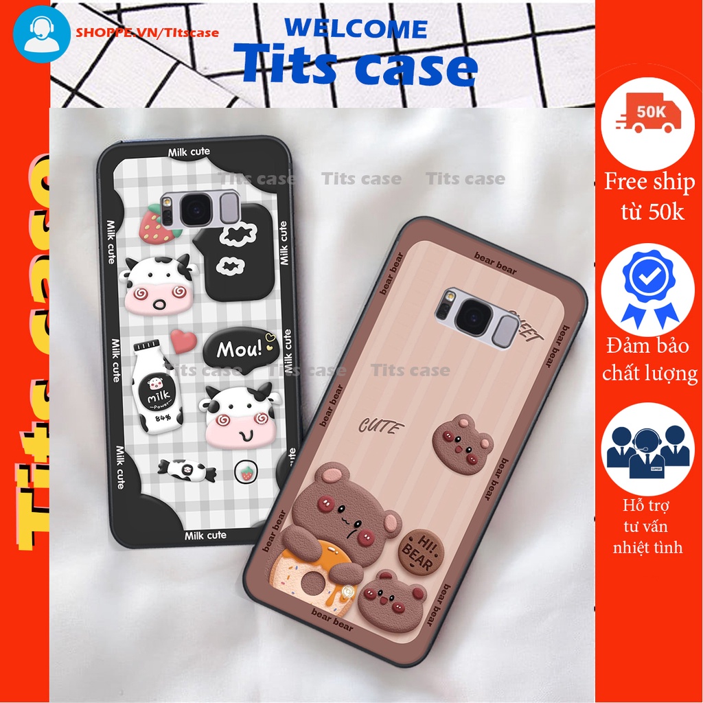 Ốp lưng Samsung Galaxy S8 / S8 PLUS in hình bò sữa, gấu be@r, cute cực  ĐỈNH -  cực CHẤT-  cực COOL