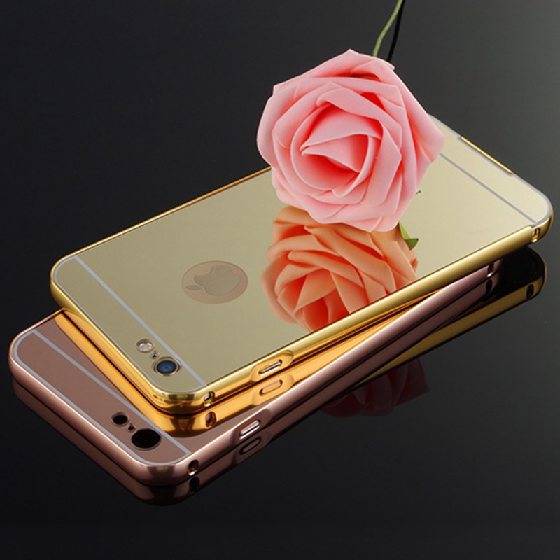 Ốp điện thoại viền hợp kim nhôm hiệu ứng tráng gương thích hợp cho Apple iPhone 6 6S