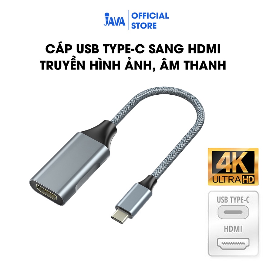 Cáp USB Type C sang HDMI truyền tải hình ảnh, âm thanh từ điện thoại, máy tính sang TV, máy chiếu