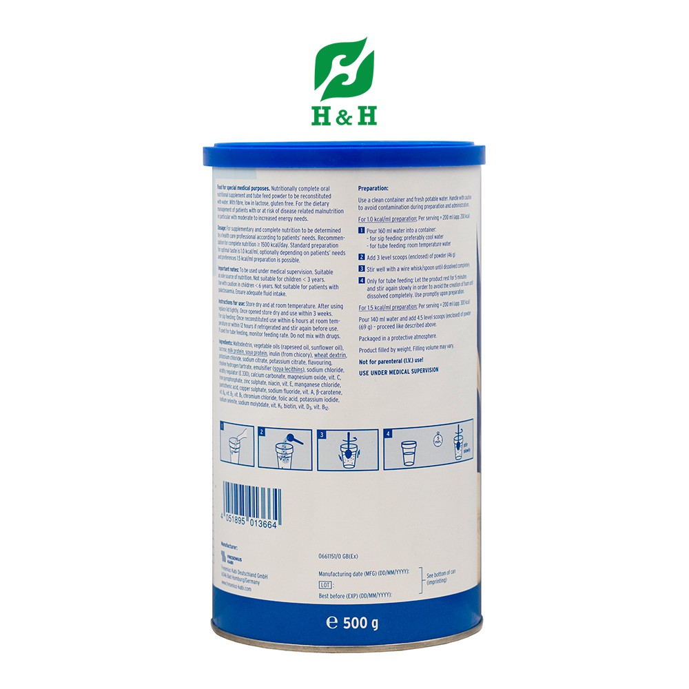 Sữa bột Fresubin Powder Fibre nhập khẩu từ Đức cho người suy dinh dưỡng - 500g