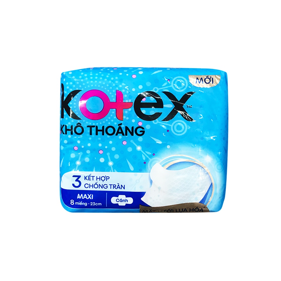 Băng Vệ Sinh Kotex Khô Thoáng Maxi Dày Cánh 23cm 8 Miếng