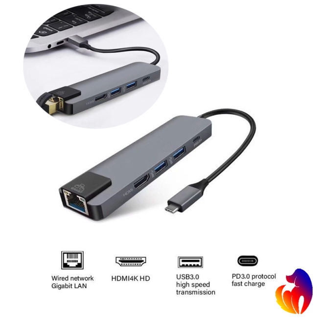 Blackhole 5 in 1 USB Type C Hub HDMI 4K USB C Hub to Gigabit Ethernet Rj45 Lan Adapter