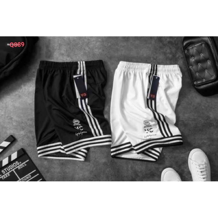 Quần đùi nam thể thao Y3 chất mịn đẹp - quần short 3 sọc viền chạy bộ, tập gym thể thao