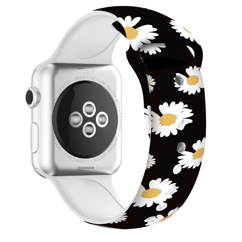 Dây đeo đồng hồ silicone họa tiết hoạt hình cho Apple Watch 6 5 4 3 2 1 38mm 42mm 40mm 44mm