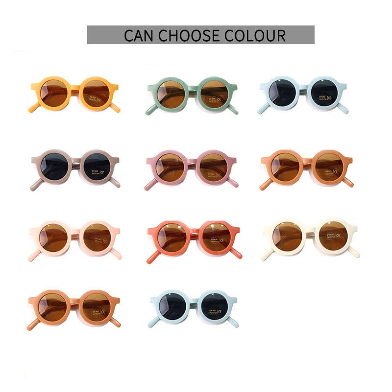 Kính Mát Gọng Tròn Họa Tiết Hoạt Hình Đáng Yêu Cho Bé Gái