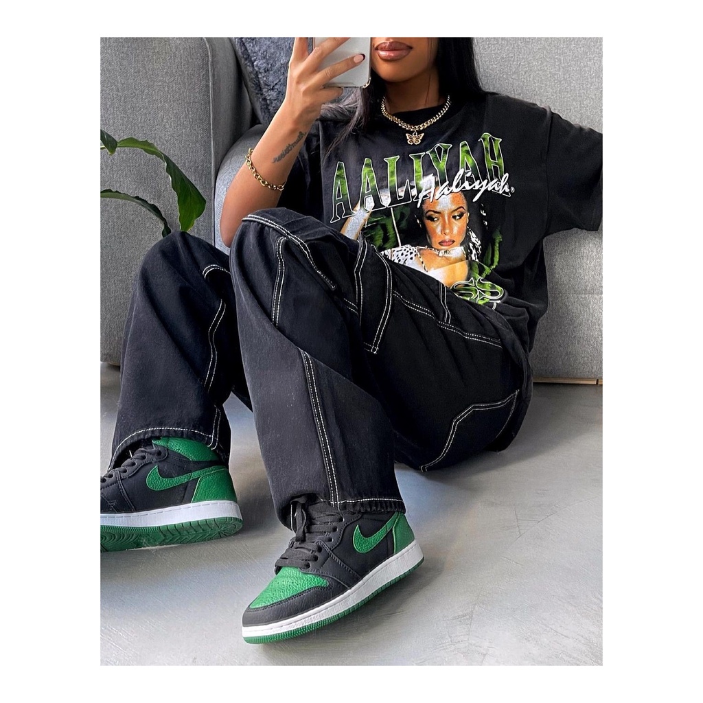 Áo Thun Vintage AALIYAH Miss You Tay Lỡ Unisex - Đen/Trắng Cổ Tròn | Blackwork