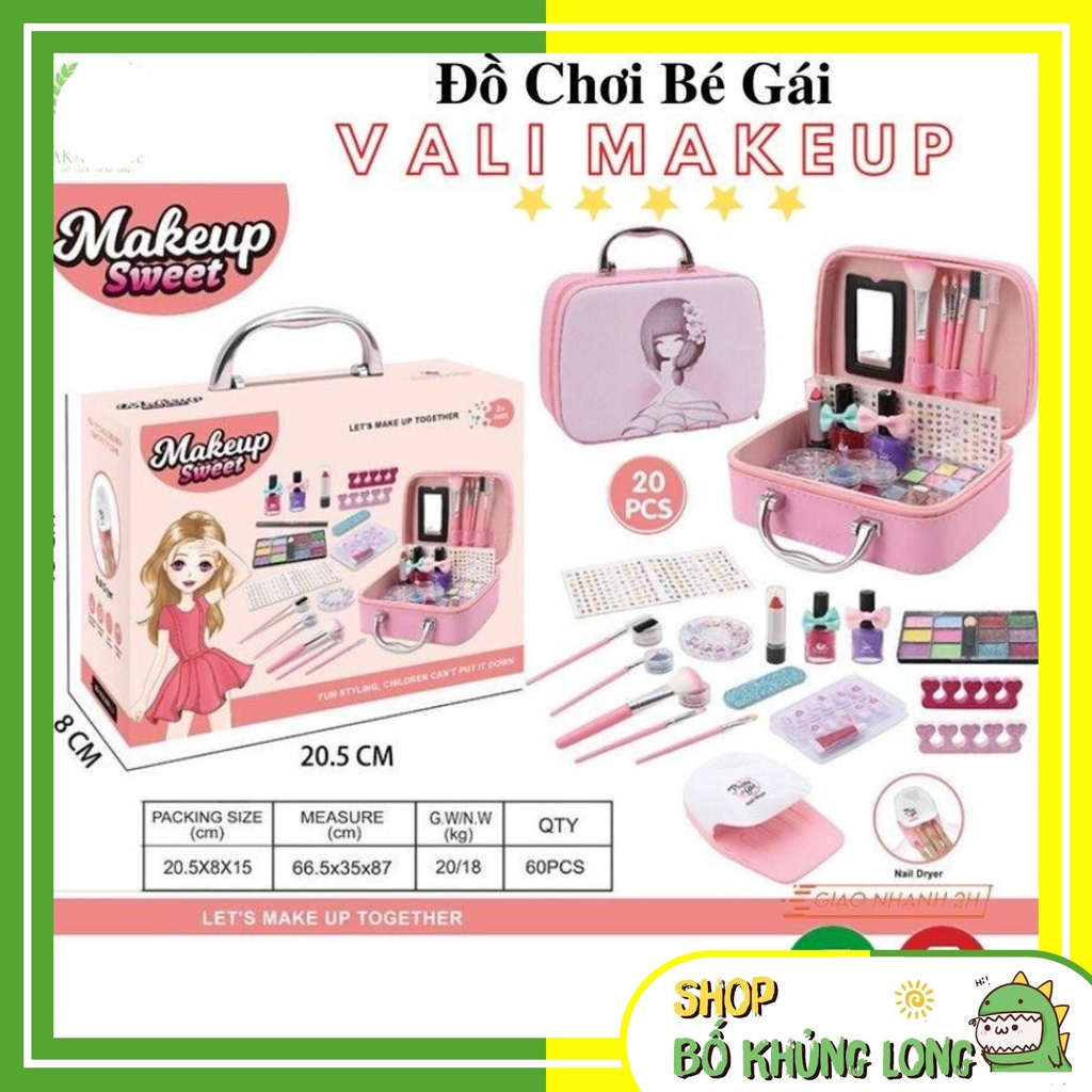 Bộ Đồ Chơi Vali Trang Điểm Cho Bé Gái Màu Hồng Cao Cấp Bộ Đồ Làm Đẹp Chất Thật Cho Bé Từ 3 Tuổi - BỐ KHỦNG LONG