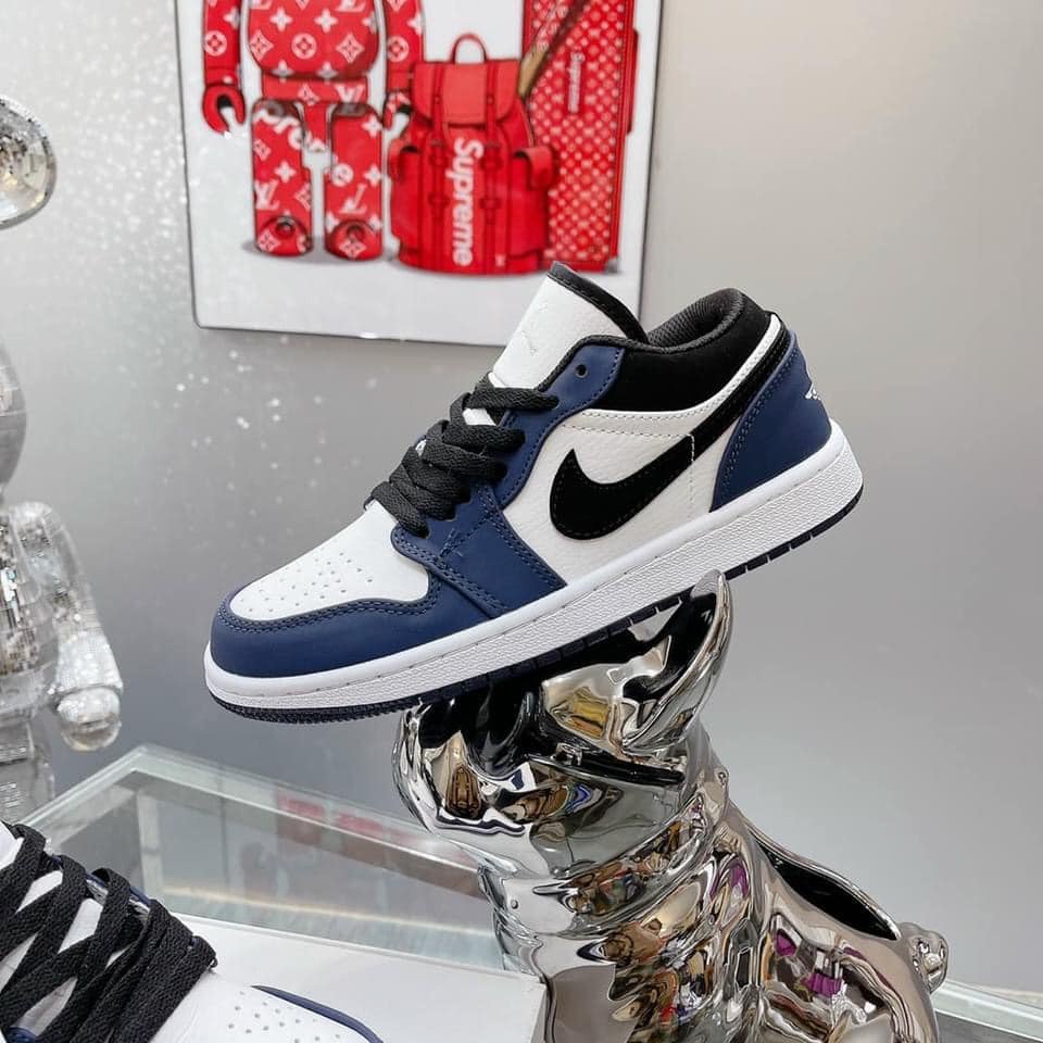 Giày thể thao jd xanh navy cổ thấp ,Giày jordan low 1 xanh than nam nữ dễ phối đồ full box bill