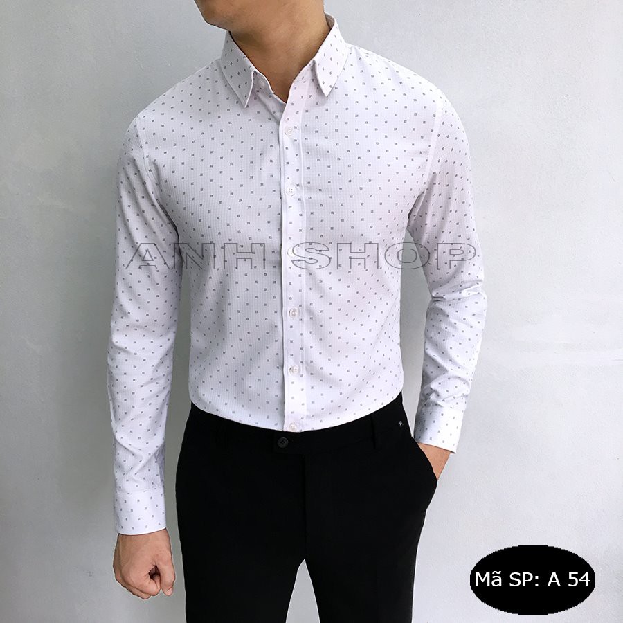 SƠ MI NAM MẦU TRẮNG HỌA TIẾT(hoàn tiền gấp đôi nếu hàng không như hình)