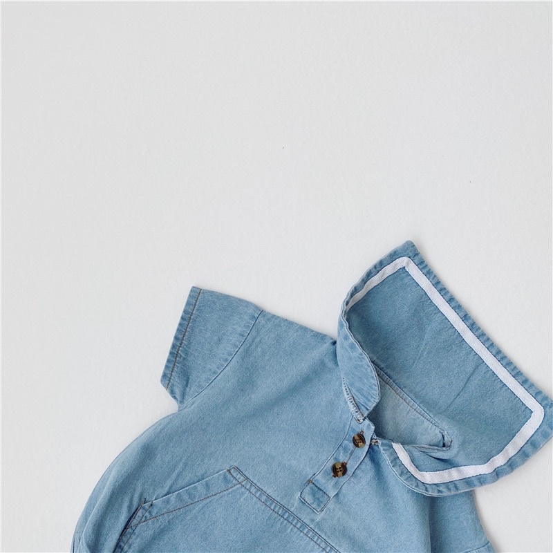 Bodysuit denim bò phong cách thuỷ thủ Hàn Quốc cho bé trai