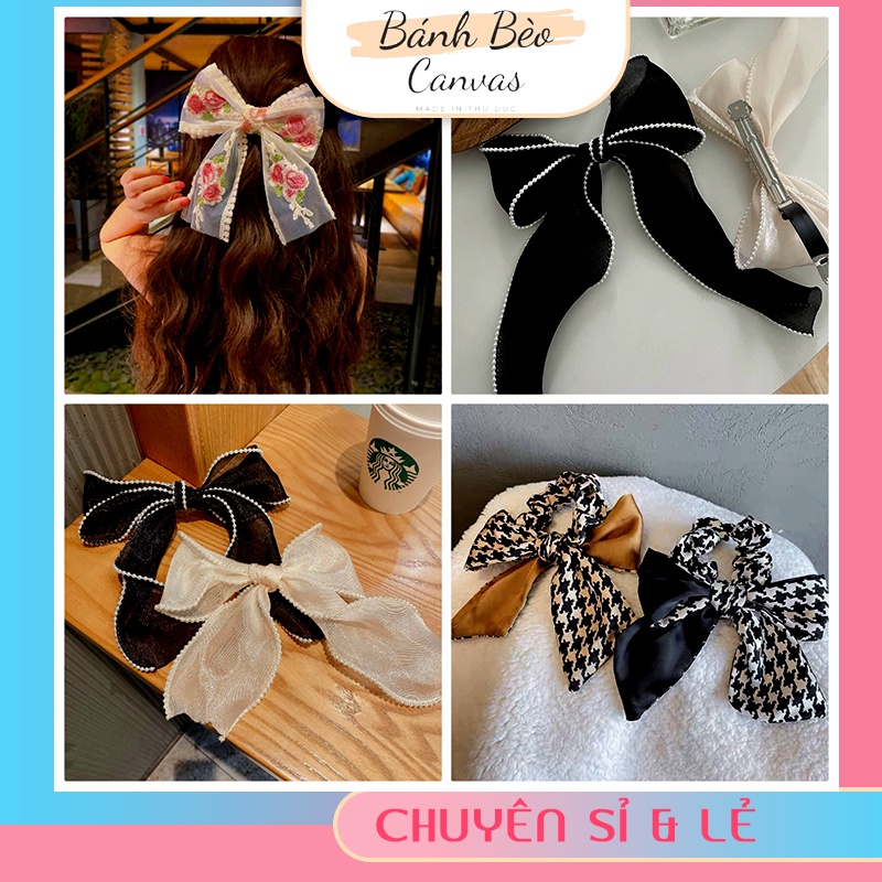 Dây và kẹp tóc nơ xinh phong cách Hàn Quốc