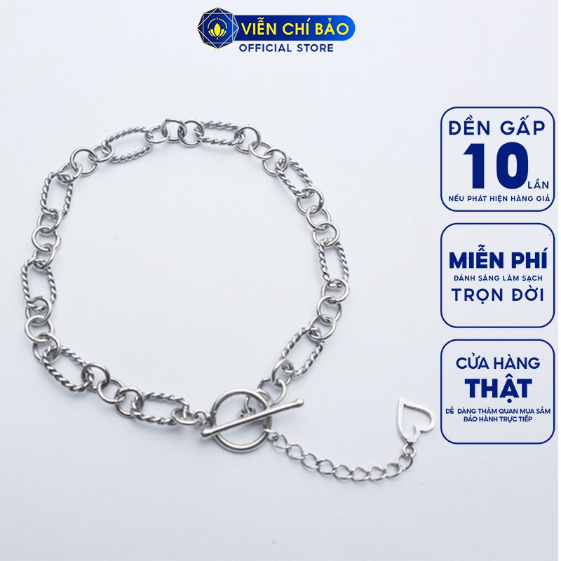 Lắc tay bạc nữ Khoá chốt trái tim bạc thái 925 thời trang phụ kiện trang sức nữ thương hiệu Viễn Chí Bảo L000248