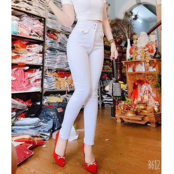 QUẦN JEANS TRẮNG NỮ CẠP CAO, JEANS NỮ LƯNG CAO TRẮNG