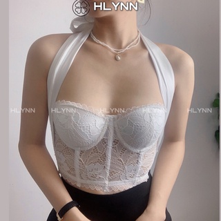 Áo corset ren phối nơ lụa satin mặc 2 kiểu m169