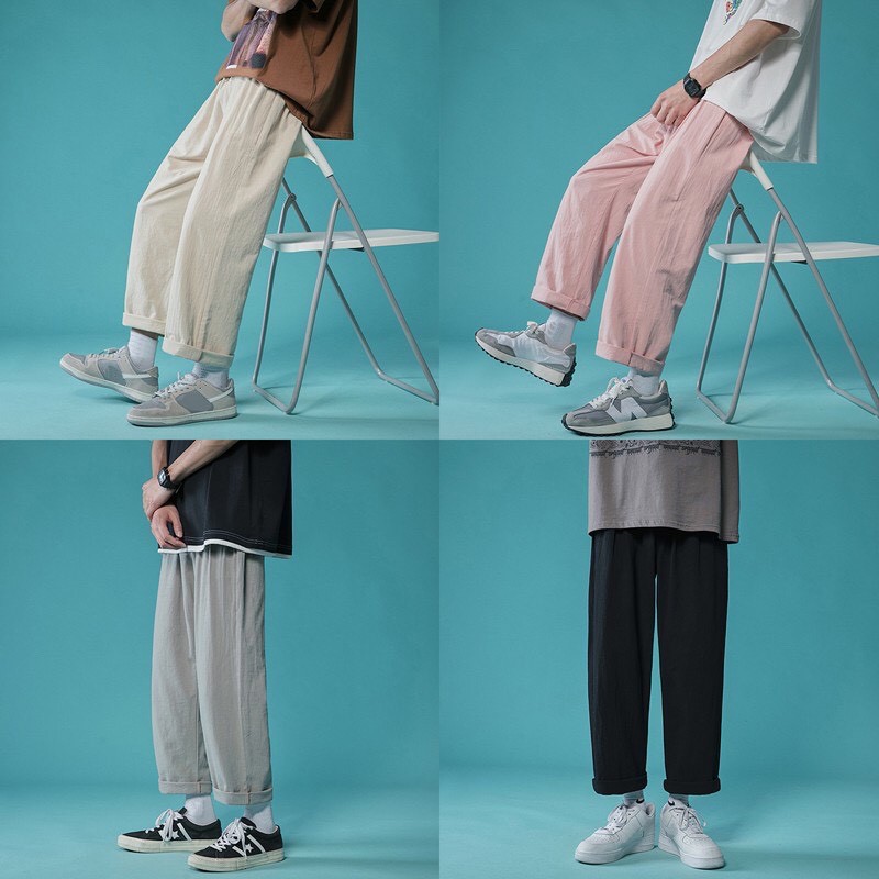 Quần Baggy Nam Nữ  FREESHIP  Quần Unisex Ống Suông Chất Liệu Đũi Xước Xắn Gấu 4 Màu Cực Đẹp
