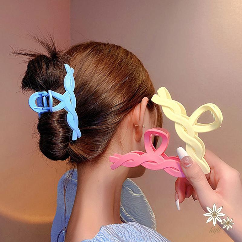 Kẹp tóc hàm cá mập kiểu xoắn dây thời trang xuân và hè màu macaron