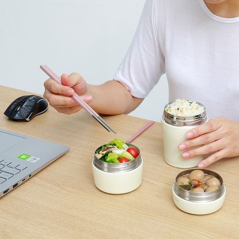 Bộ 3 hộp đựng cơm giữ nhiệt cao cấp Tums Macaron Hàn Quốc