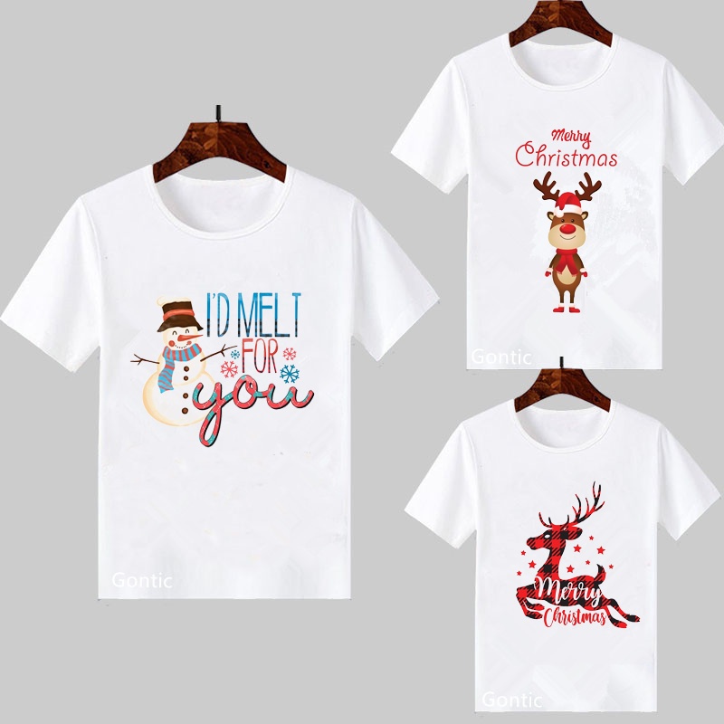 Áo Thun In Hình Tuần Lộc / Người Tuyết Phong Cách Giáng Sinh Dễ Thương Thời Trang Cho Bé Trai Và Gái