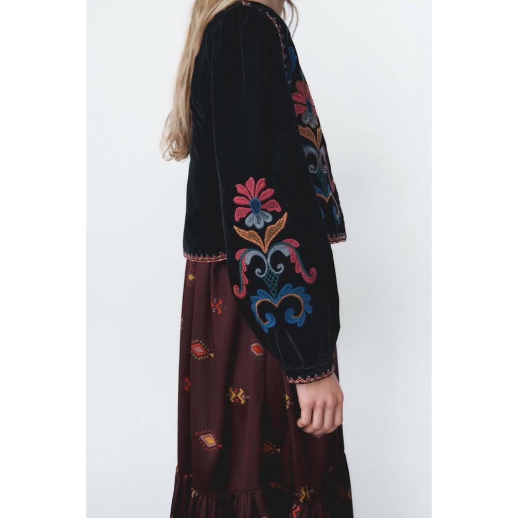 Áo Zara cadigan nhung thêu boho độc đáo AC7THG73N10 Hot