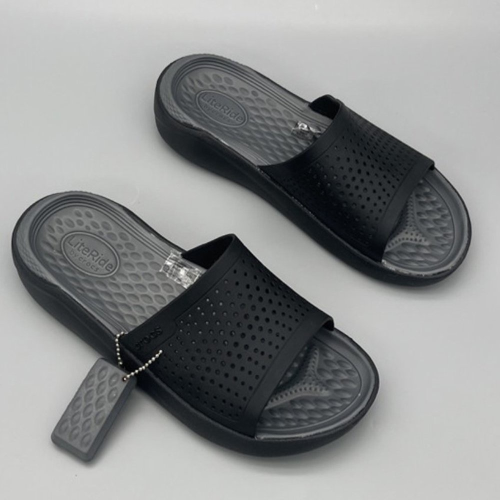 Dép lê cross literide cho nam nữ màu đen đen