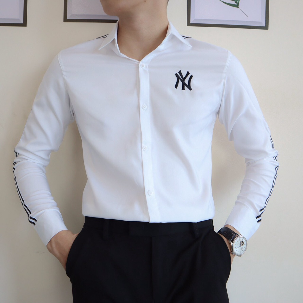 Áo sơ mi nam dài tay cổ bẻ chất liệu lụa thoáng mát