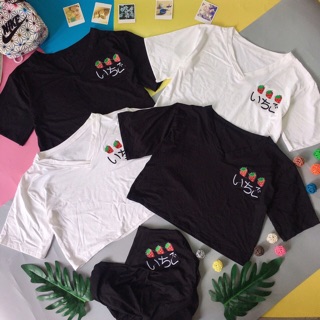 Áo Croptop Cổ tim thêu trái dâu