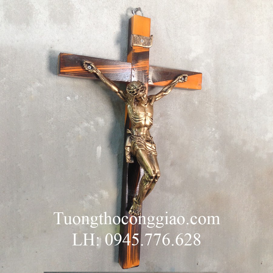 Tượng Chúa Chịu Nạn 35cm Thánh Giá 60cm xi đồng