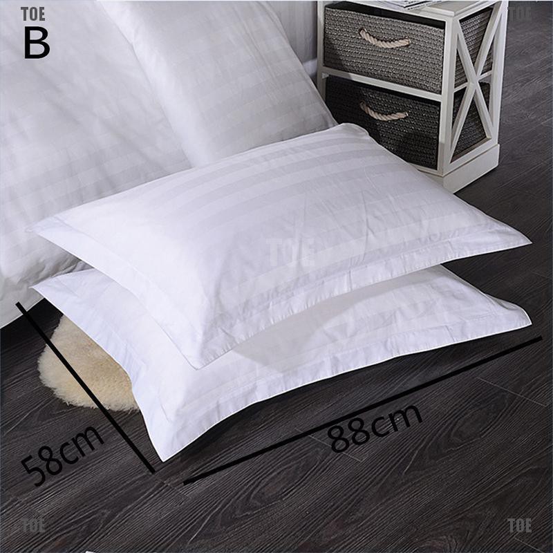 (hàng Mới Về) 1 Áo Gối 100% Cotton Họa Tiết Sọc Trắng Dành Cho Phòng Ngủ Khách Sạn